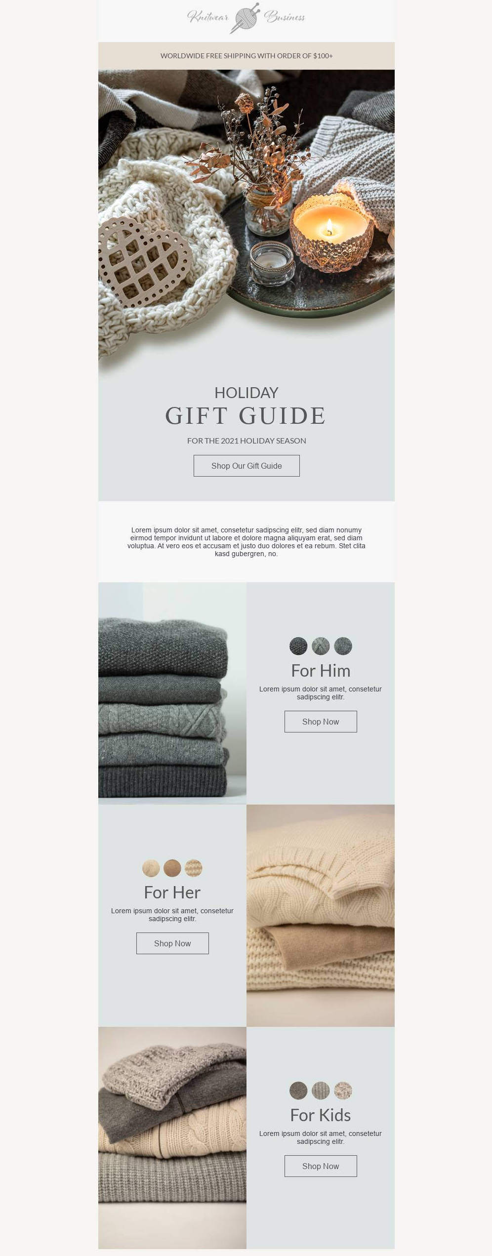 free email template for seasonal gift guide
