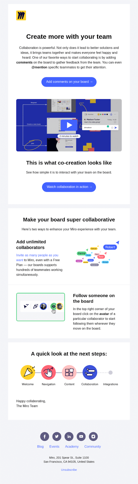 SaaS onboarding email example