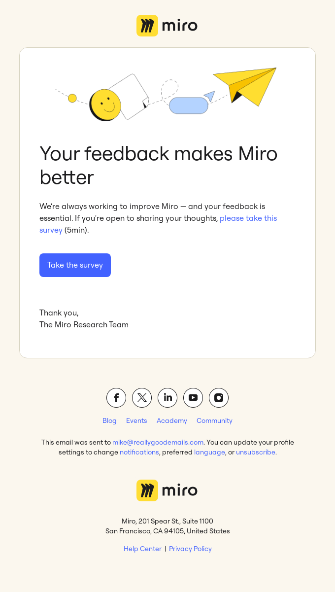 SaaS feedback email examples