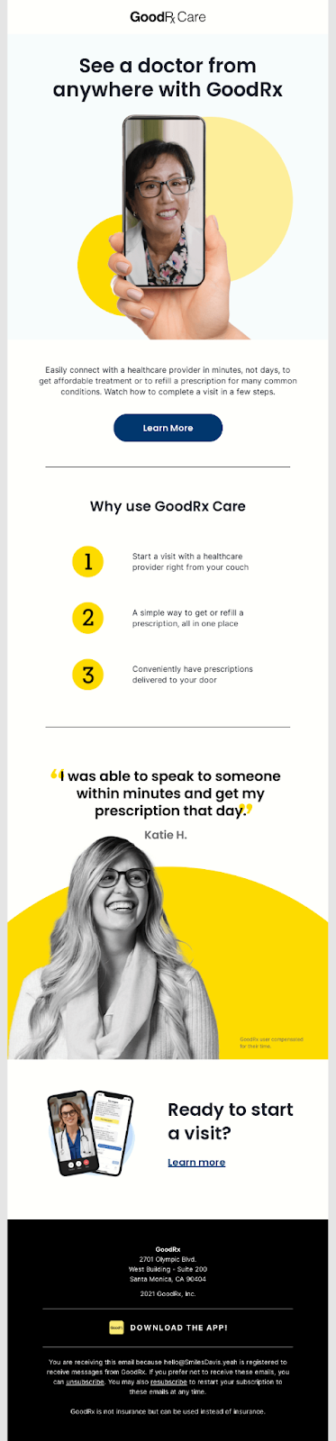 GoodRx patient email example
