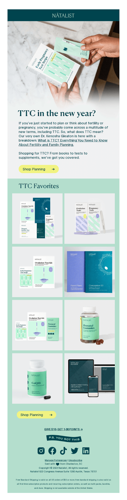 natalist seasonal healthcare email example