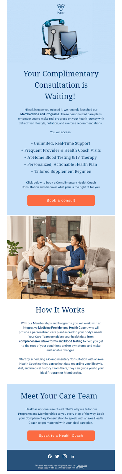 ivee promotional healthcare email
