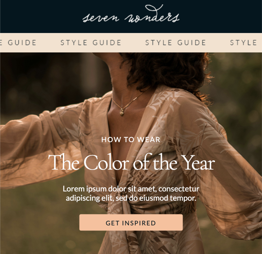 color of the year beefree email template 