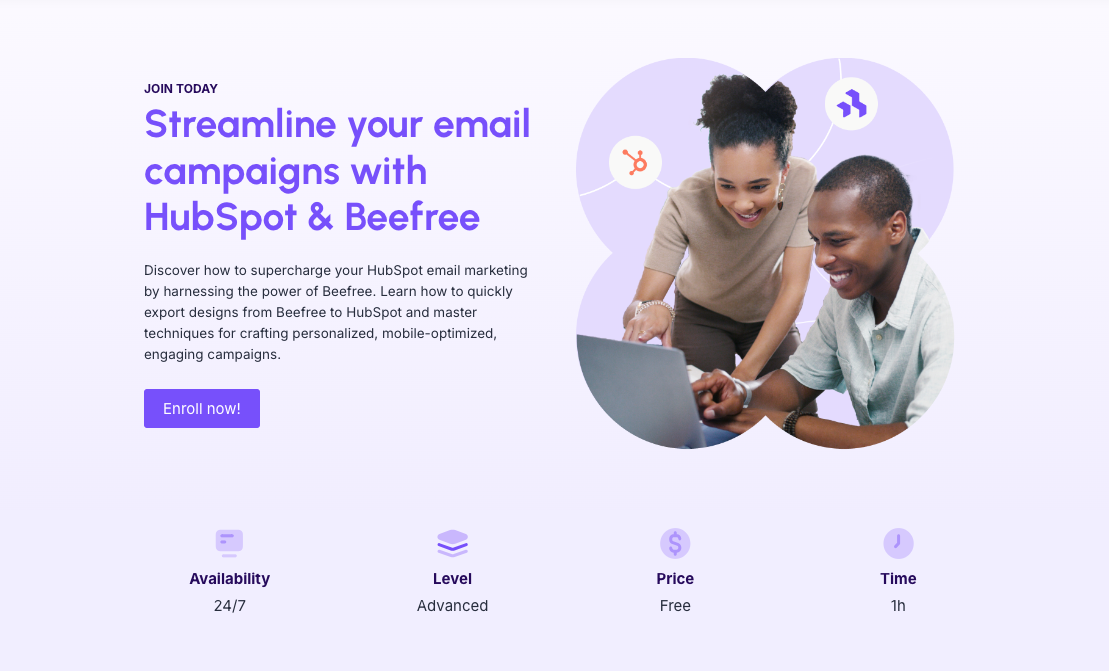 HubSpot and Beefree academy course and certification